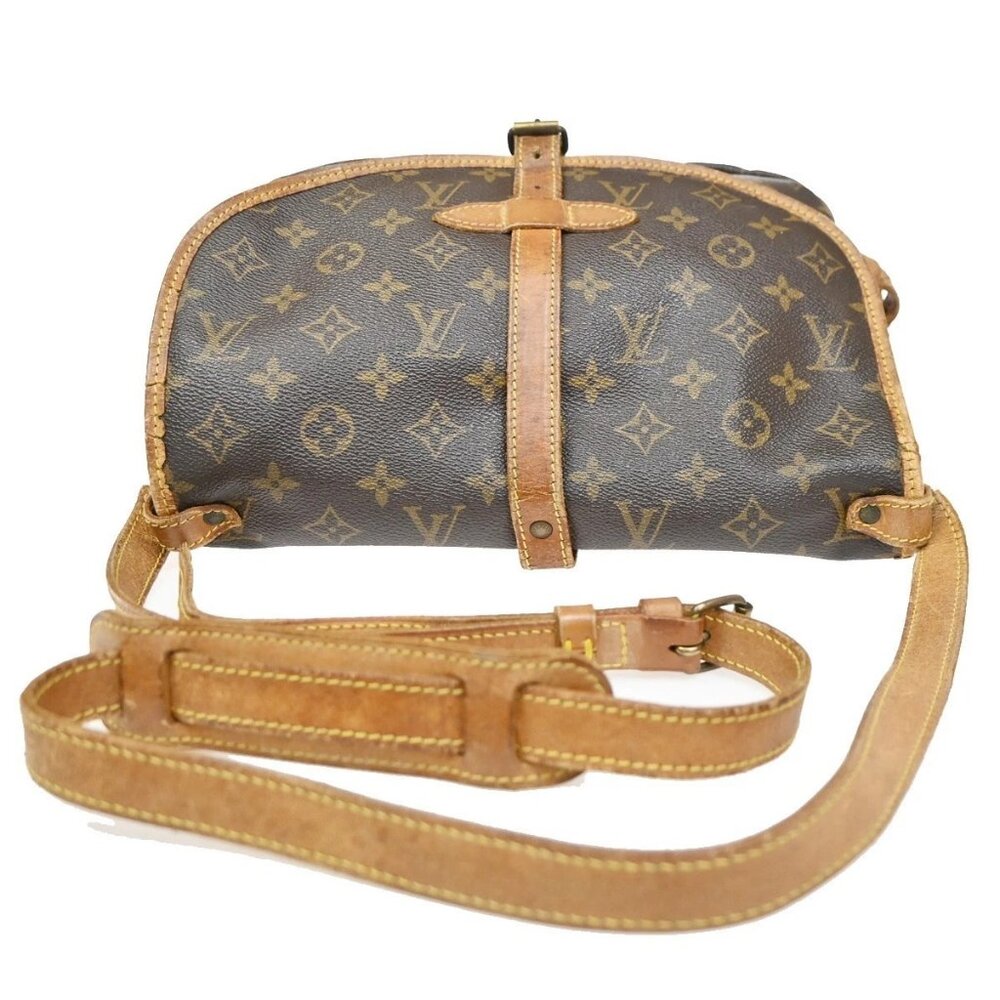 LOUIS VUITTON Logo Saumur MM Shoulder Bag Monogram Leather Brown M40710 64ZA077 - Picture 5 of 16